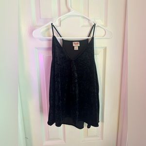 Black flowing velvet top/tank top.
